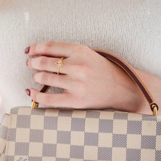 Esme Fireworks Cut Morganite Engagement Ring in 14K Solid Yellow Gold