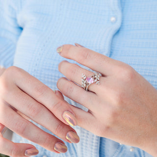 Marquise Diamond Leaf Ring Guard in 14K White Gold