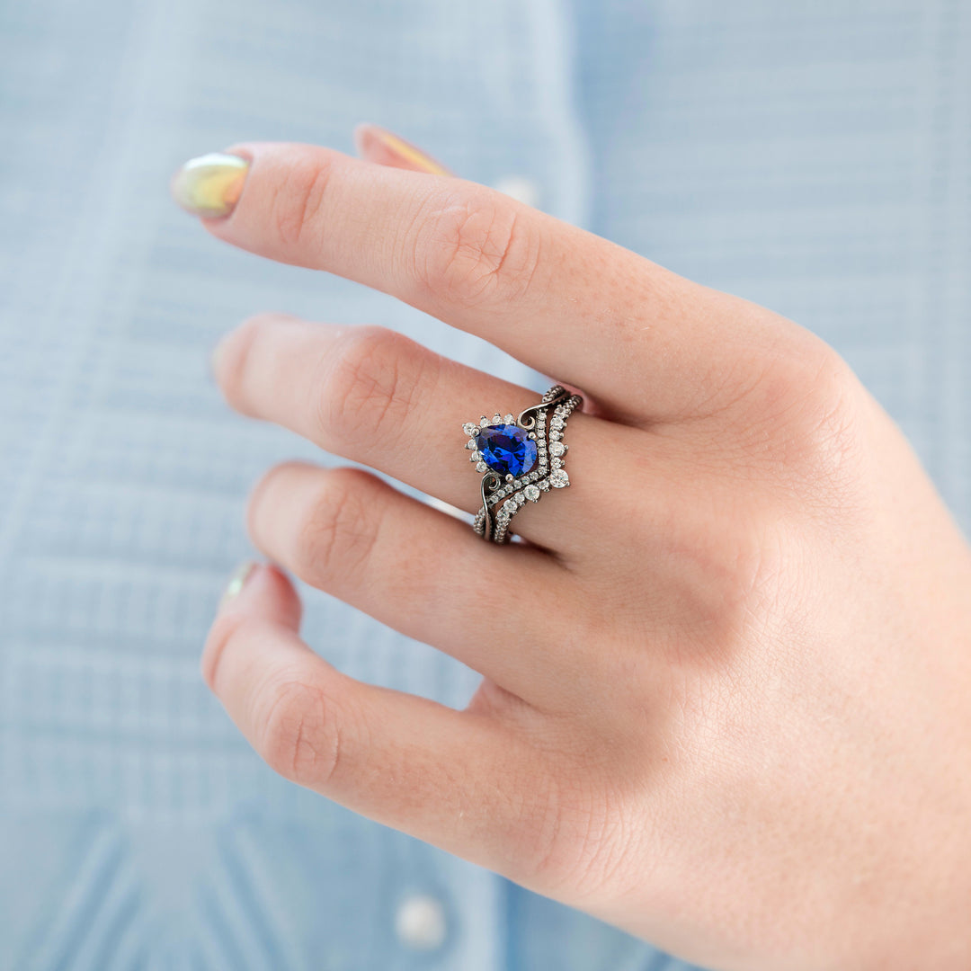 Faye Galaxy Orion Nebula™ & Sapphire Couples Ring Set