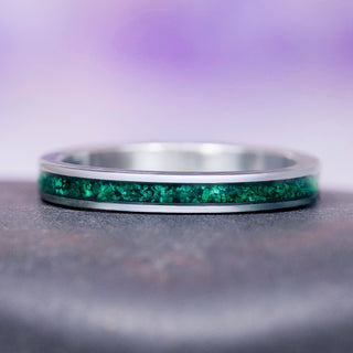Natural Malachite Minimalist Couples Ring Set
