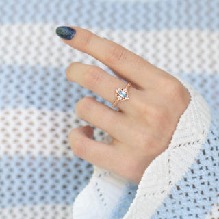 Vintage Aquamarine Ring in 14K Solid Rose Gold