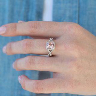 Unique morganite engagement ring by Aquamarise