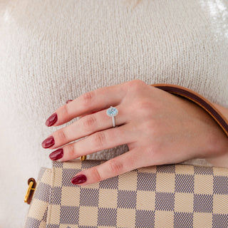 Iris Halo Oval Aquamarine Ring in Sterling Silver