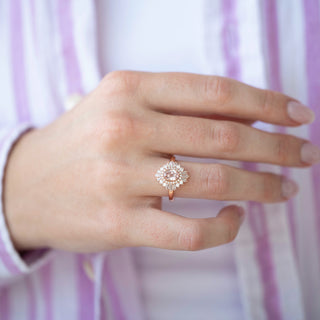 Unique morganite engagement ring by Aquamarise