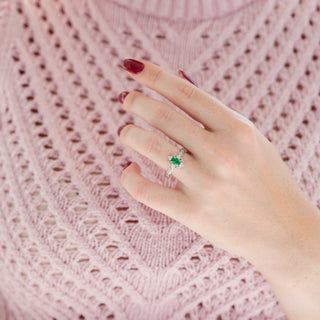 Vintage Emerald Engagement Ring in 14K White Gold