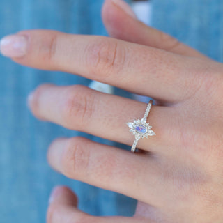 Unique natural moonstone engagement ring by Aquamarise