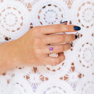 Ellie Natural Amethyst Engagement Ring in Sterling Silver