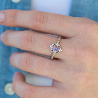 Unique natural moonstone engagement ring by Aquamarise