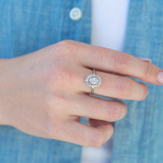 Unique simulated diamond engagement ring by Aquamarise