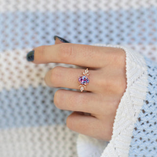 Eva Flower Alexandrite Engagement Ring in 14K Rose Gold Vermeil