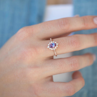 Unique alexandrite engagement ring by Aquamarise