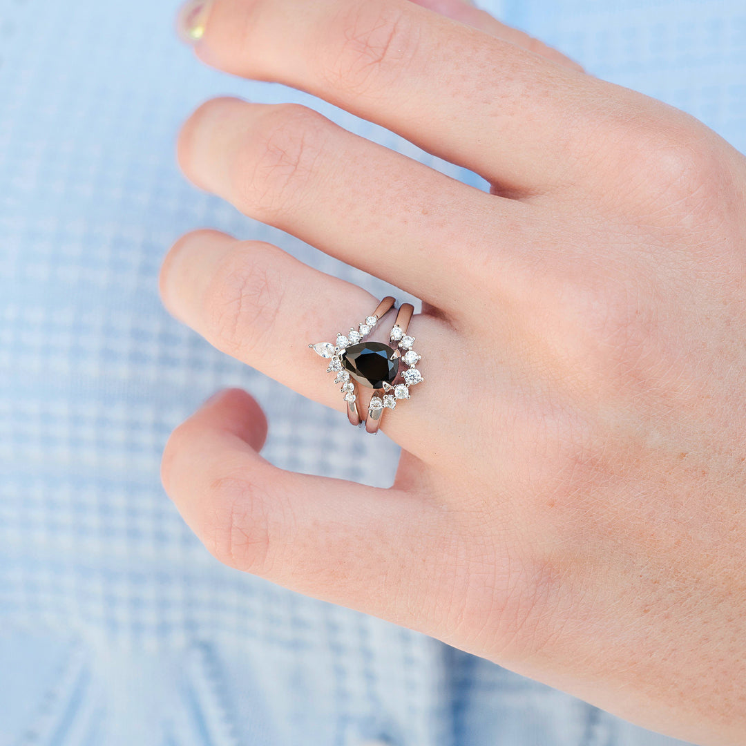 Lunette Black Onyx Ring Set in Sterling Silver