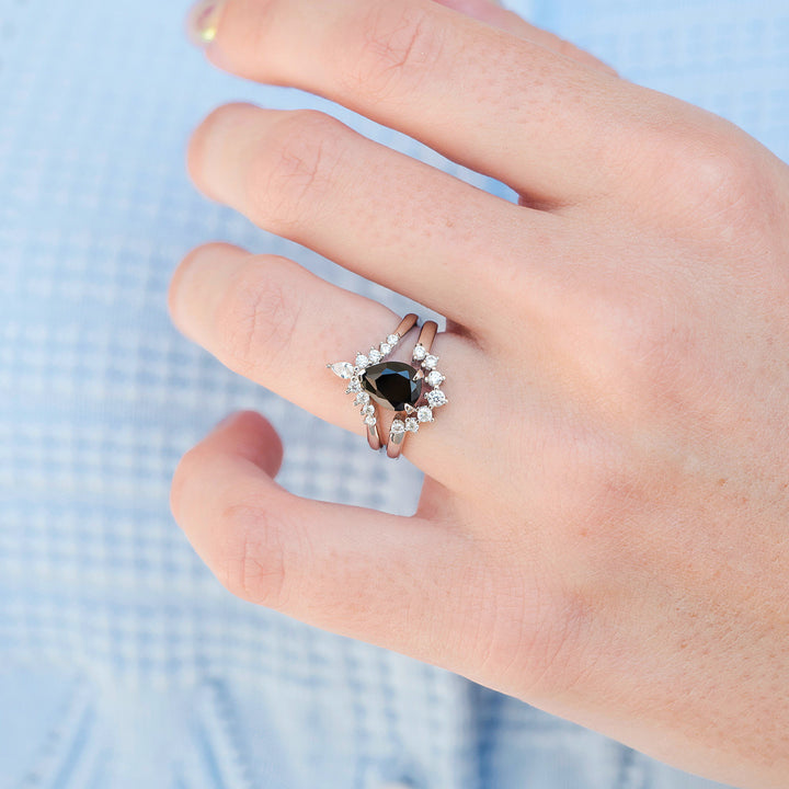Lunette Black Onyx Ring Set in Sterling Silver