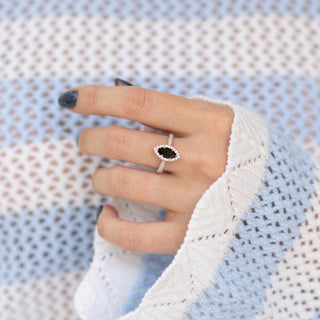 Valeria Marquise Black Diamond (Black Onyx) Ring- Sterling Silver