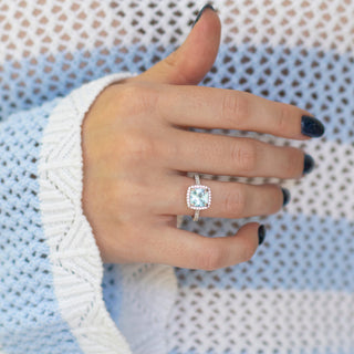 Belle Cushion Cut Aquamarine Ring in Sterling Silver