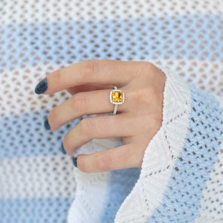 Belle Cushion Cut Natural Citrine Ring in Sterling Silver