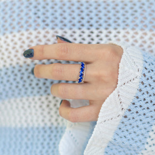 Willow Ceylon Blue Sapphire Stacking Ring Set-  Sterling Silver