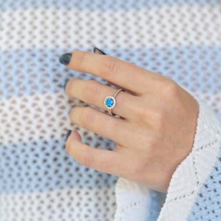 Ella Blue Fire Opal Ring in Sterling Silver
