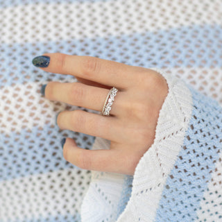 Willow White Sapphire Wedding Ring Set in Sterling Silver