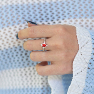 Padparadscha Sapphire Ring in Sterling Silver