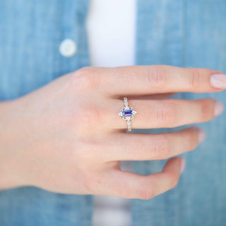Unique tanzanite engagement ring by Aquamarise