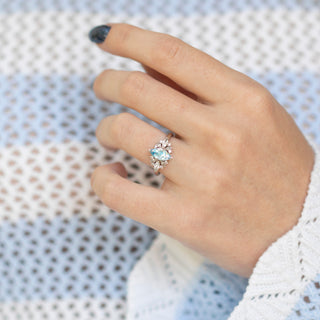 Adeline Marquise Cut Flower Aquamarine Engagement Ring in 14K White Gold