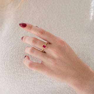 Vintage Ruby Engagement Ring in 14K Solid Yellow Gold