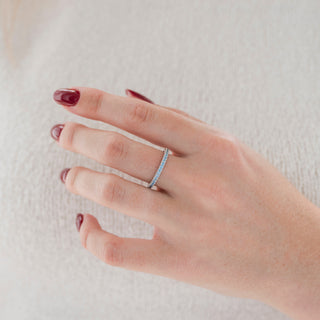Minimalist Aquamarine Wedding Band in Sterling Silver (2mm)
