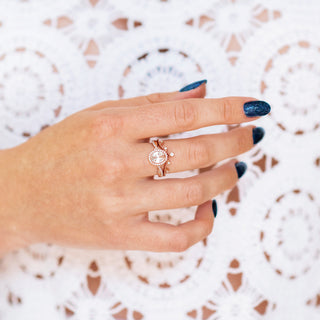 Lab-Grown Diamond Leaf Engagement Ring Set in 14K Solid Rose Gold (IGI Certified)