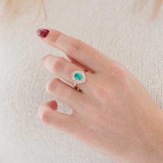 Victoria Art Deco Paraiba Tourmaline Ring in 14K Rose Gold Vermeil