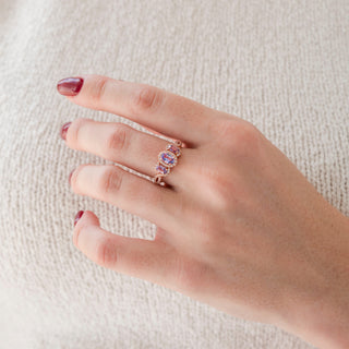 Three Stone Alexandrite Ring in 14K Rose Gold Vermeil