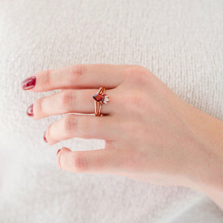 Dakota Natural Red Garnet Ring Set in 14K Rose Gold Vermeil