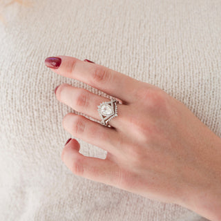 Teardrop Moissanite Engagement Ring Set in 14K White Gold