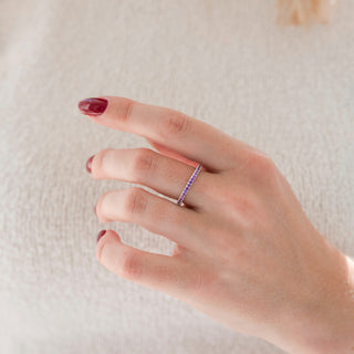 Minimalist Natural Amethyst Band in Sterling Silver (2mm)
