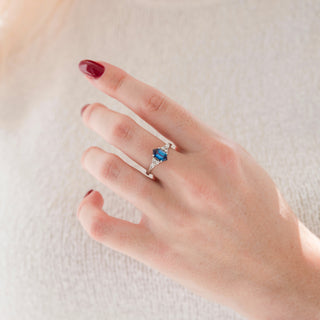 Sonnet Hexagon Cut Alexandrite Engagement Ring in 14K White Gold