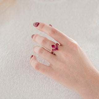 Amy Teardrop Lab-Grown Ruby Ring Set in 14K Rose Gold Vermeil