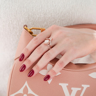 Nouveau Diamond (cz) Engagement Ring Set- 14K Rose Gold Vermeil