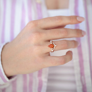 Unique natural sunstone engagement ring set by Aquamarise