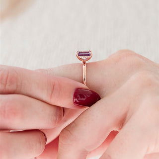 Alexandrite Engagement Ring Set- 14K Rose Gold Vermeil