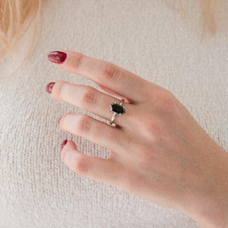 Hexagon Black Onyx Ring- Sterling Silver
