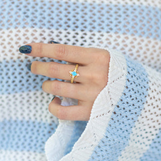 Vintage Natural Australian Opal Engagement Ring in 14K Solid Yellow Gold