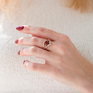 Natural Garnet 3pcs Ring Set- 14K Rose Gold Vermeil
