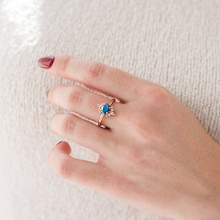 Hexagon London Blue Topaz Ring- 14K Rose Gold Vermeil