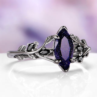 Rowan Starry Night & Black Onyx Dark Fairy Ring in Black Ruthenium