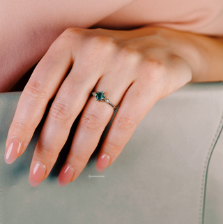 Princess Cut Green Moss Agate Ring in Sterling Silver