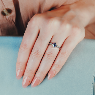 Princess Cut Blue Sapphire Engagement Ring- 925 Sterling Silver