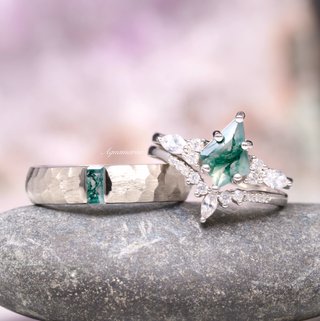 Moss Agate Wedding Band in Sterling Silver (5.5mm)