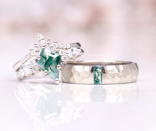 Moss Agate Wedding Band in Sterling Silver (5.5mm)
