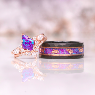 Skye Kite®  Lavender Fire Opal Ring Set- 14K Rose Gold Vermeil