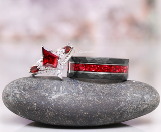 Skye Kite®  Natural Red Garnet Couples Ring Set